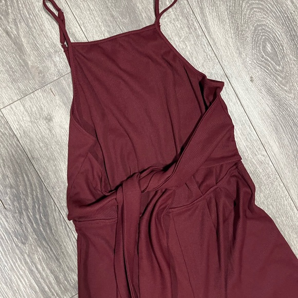 Essue Deep Red Tie-Front Jumpsuit - Picture 3 of 5